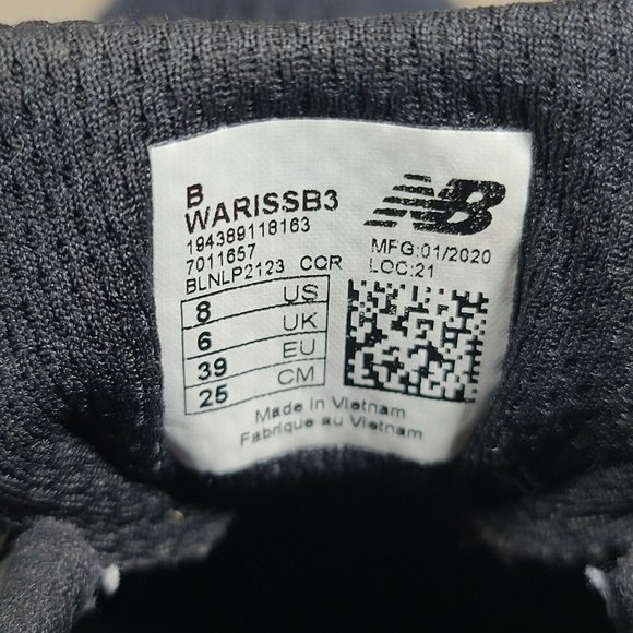New Balance Womens Warissb3 Black/White Running Shoes Size 8 (2209787) - Picture 8 of 8